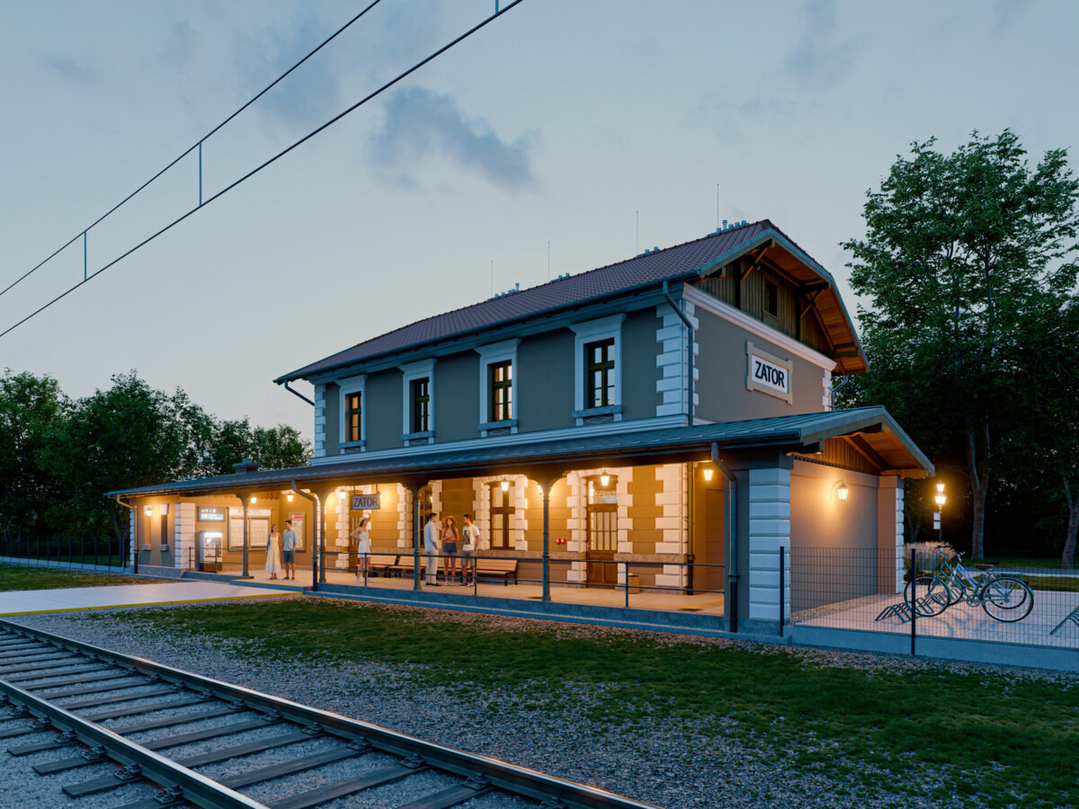 Nowa poczekalnia, parkingi i zieleń przy dworcu w Zatorze - WIZUALIZACJA