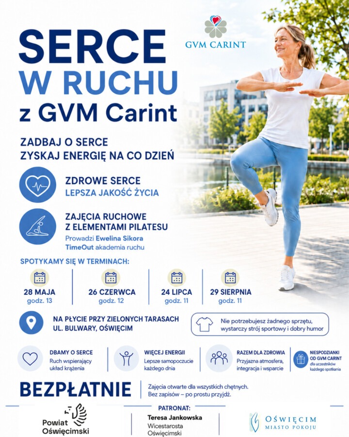 Serce w ruchu z GVM Carint przy Zielonych Tarasach. Bezpłatnie