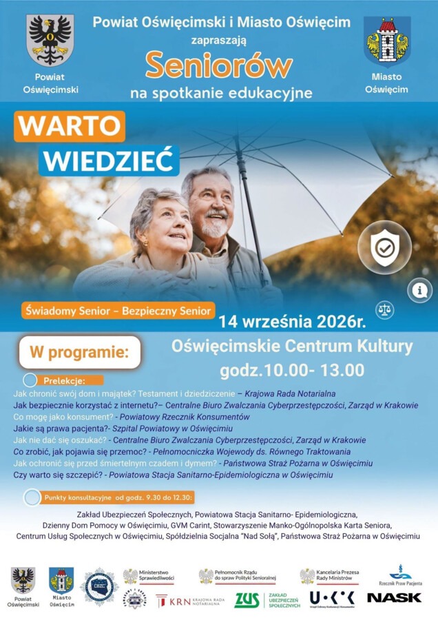Bezpieczny senior. Dziś w Oświęcimiu spotkanie pełne konkretów