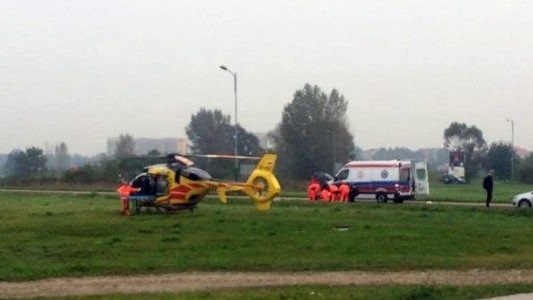 Spadł z wysokości pięciu metrów. Helikopter w akcji – FILM, FOTO