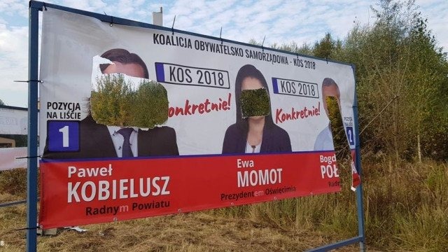 Zdewastowane banery wyborcze, czyli nieuczciwa kampania – FOTO