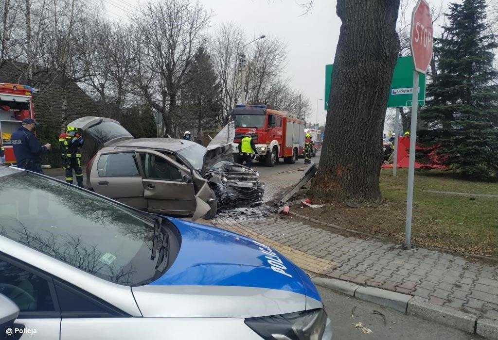 Senior uderzył samochodem w drzewo – FOTO