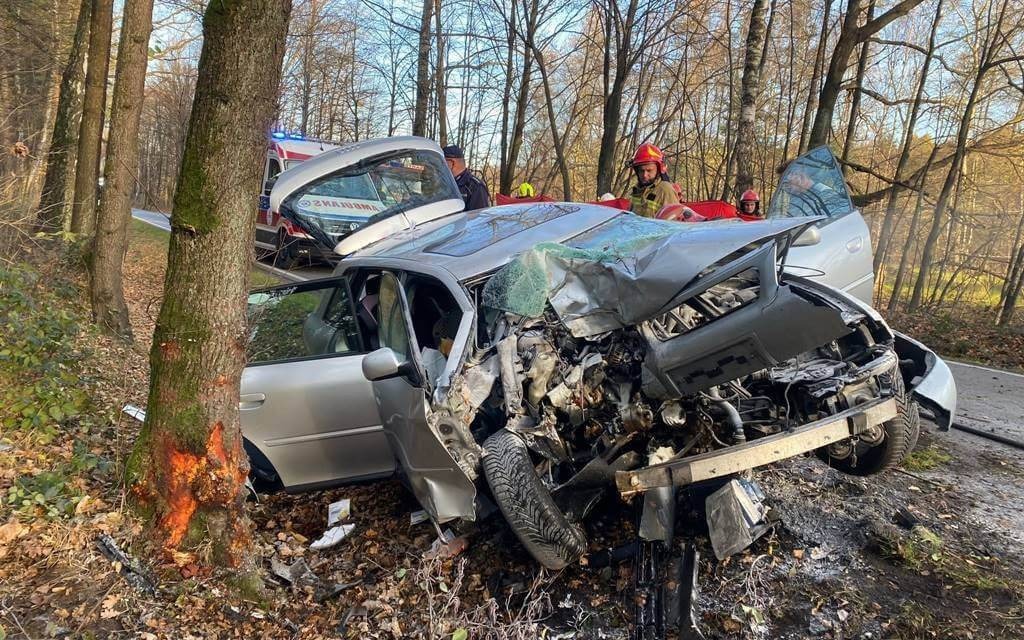 Wypadła z drogi i uderzyła w drzewo – FOTO