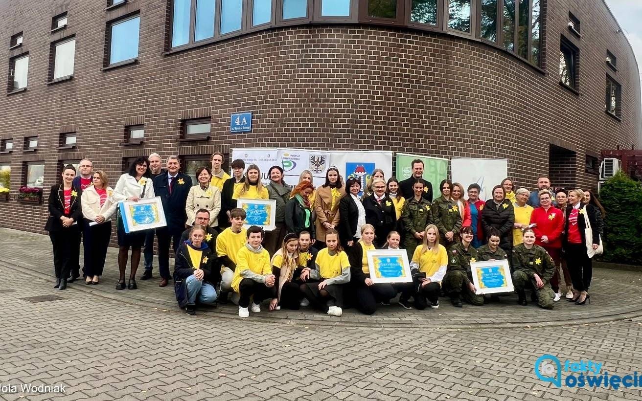 Żonkilowe pola w Oświęcimiu. Posadzili kwiaty przy hospicjum – FILM