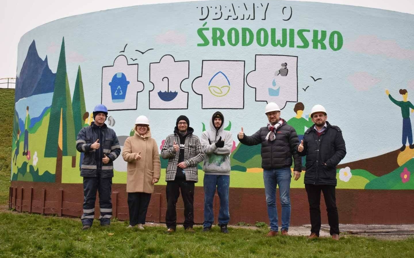 Ekologiczny mural na budynku oczyszczalni w Libiążu stworzyli oświęcimianie
