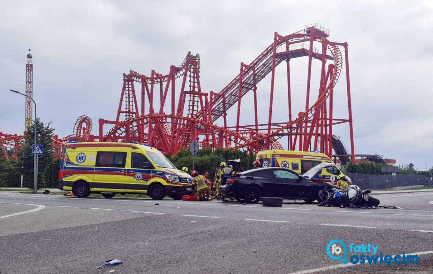 Zderzenie motocykla i osobówki – AKTUALIZACJA, FOTO