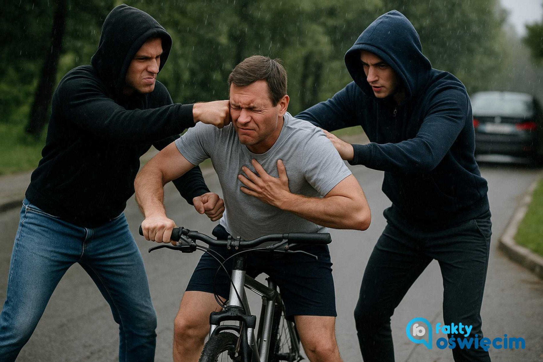 Dwaj młodzieńcy z bmw pobili rowerzystę