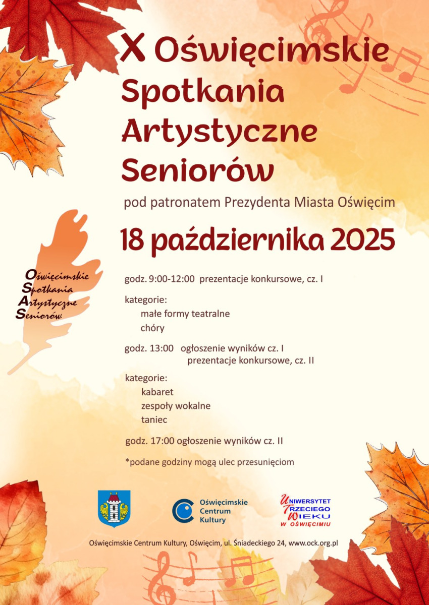 X Oświęcimskie Spotkania Artystyczne Seniorów – pełny program wydarzenia