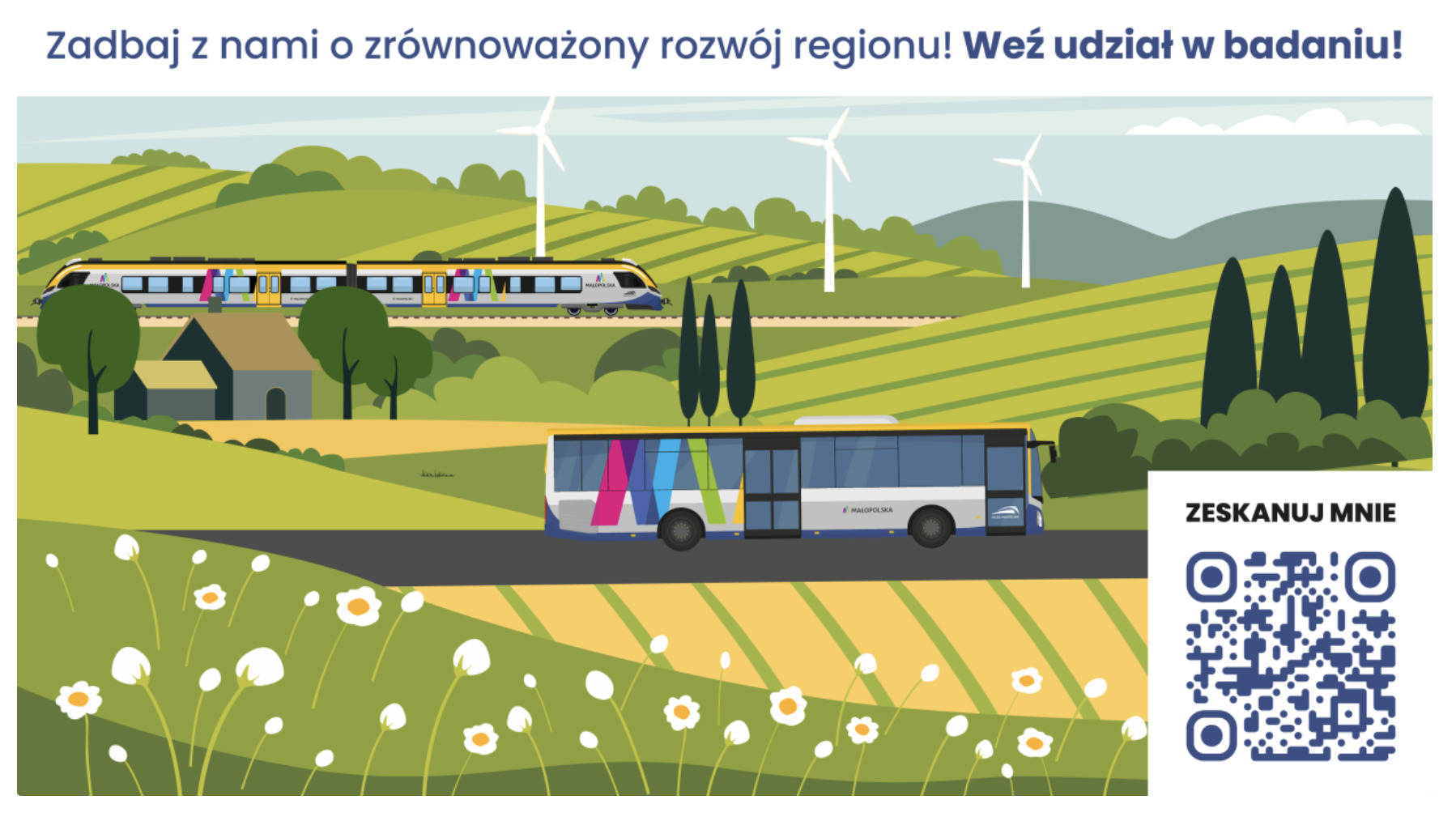 Koleje Małopolskie zapraszają mieszkańców do udziału w ważnym badaniu. Twoja opinia pomoże kształtować zrównoważony transport w regionie