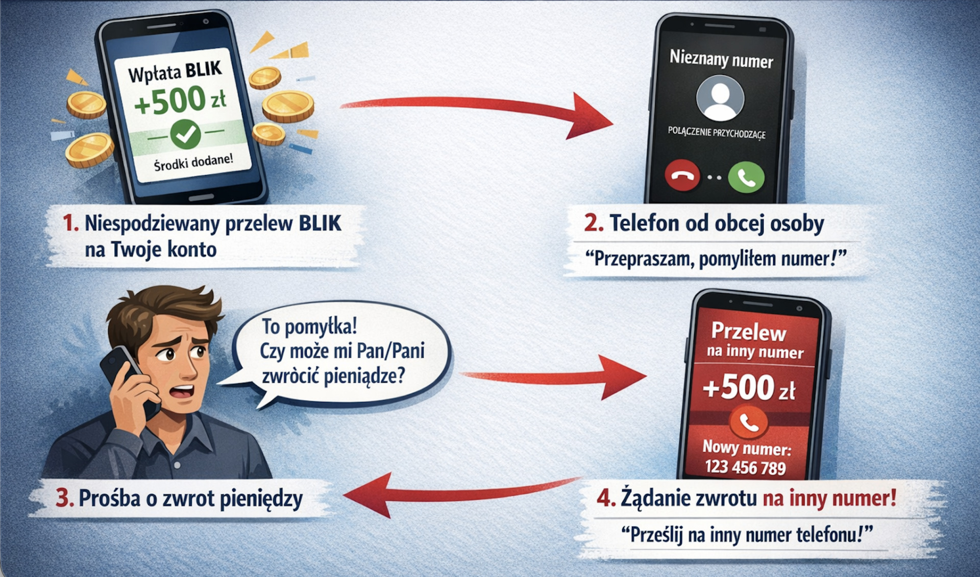 Dostajesz przelew BLIK „przez pomyłkę”? Tak możesz nieświadomie wpaść w sidła oszustów