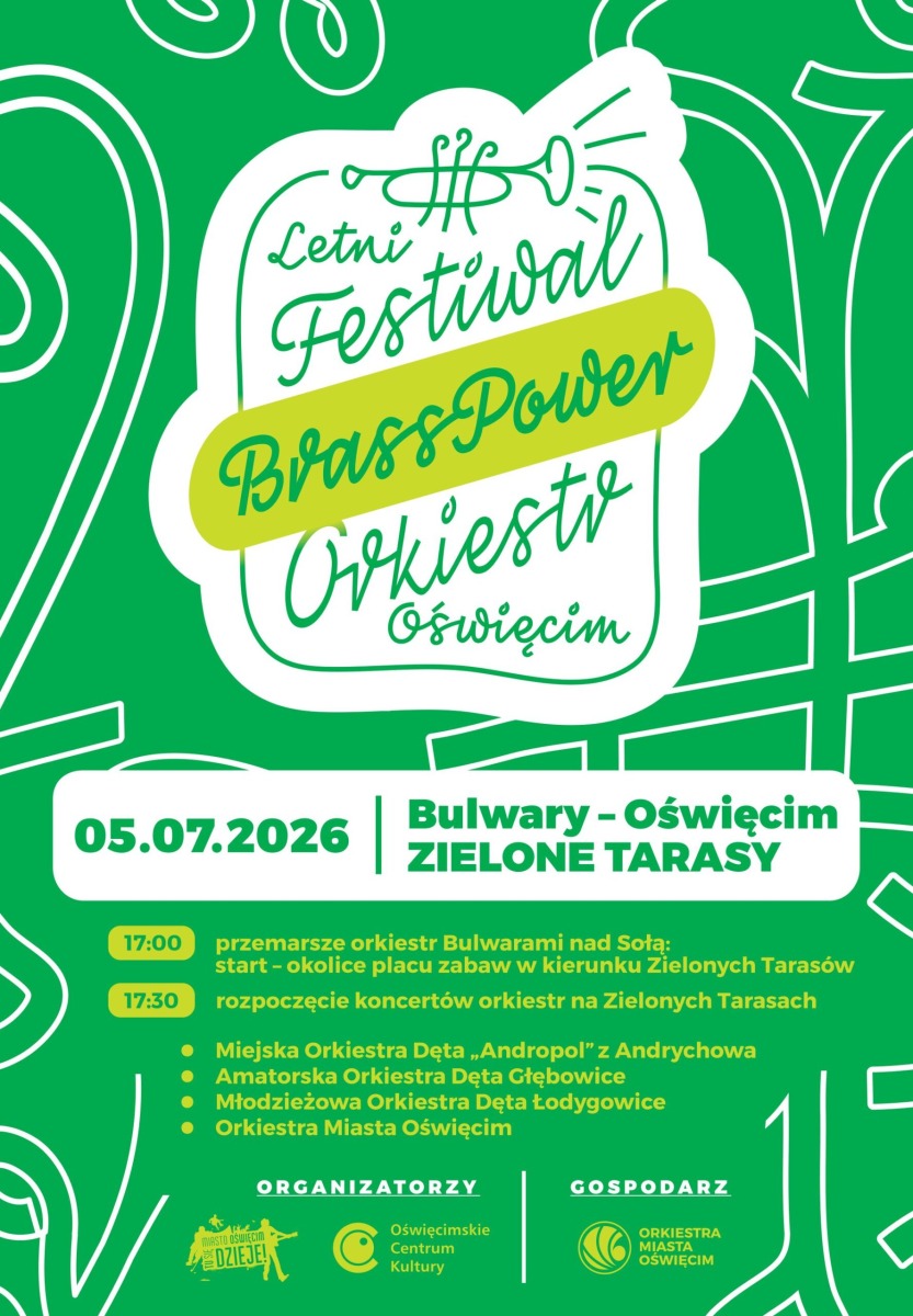 2. Letni Festiwal Orkiestr BrassPower w Oświęcimiu. 5 lipca na Bulwarach