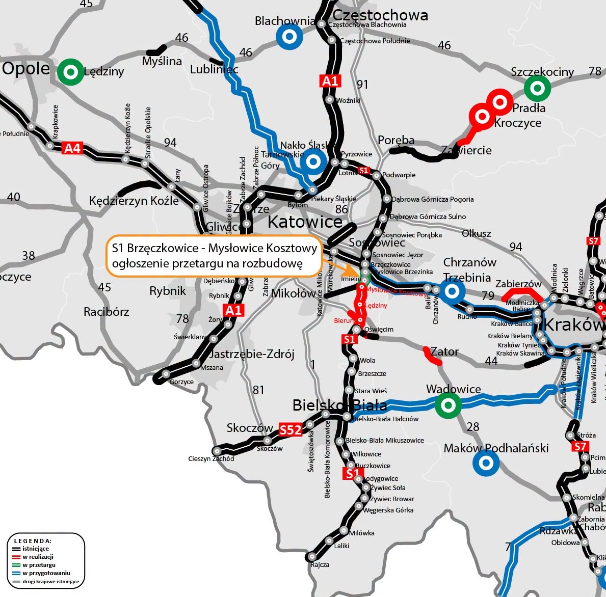 Trzeci pas na S1 do autostrady A4? GDDKiA ogłosiła przetarg z opcją rozbudowy
