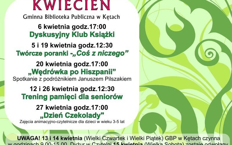 KĘTY. Kwiecień w Miejskiej Bibliotece Publicznej