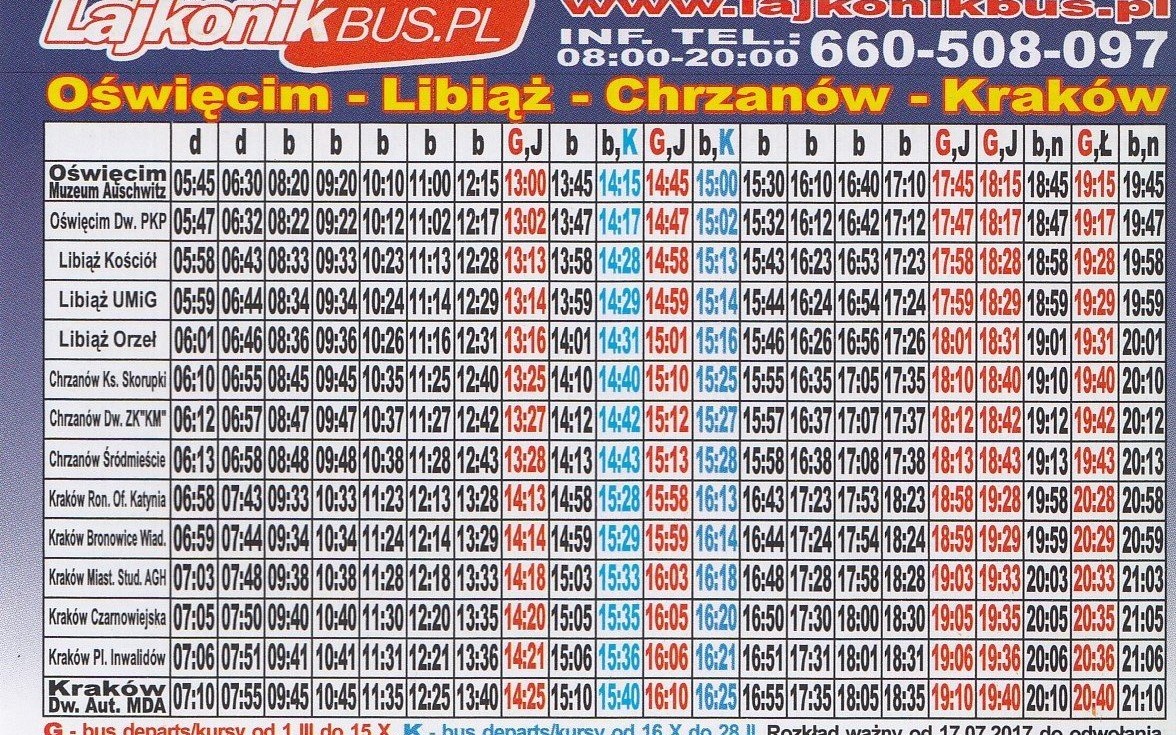 OŚWIĘCIM. Aktualny rozkład jazdy busów i autobusów