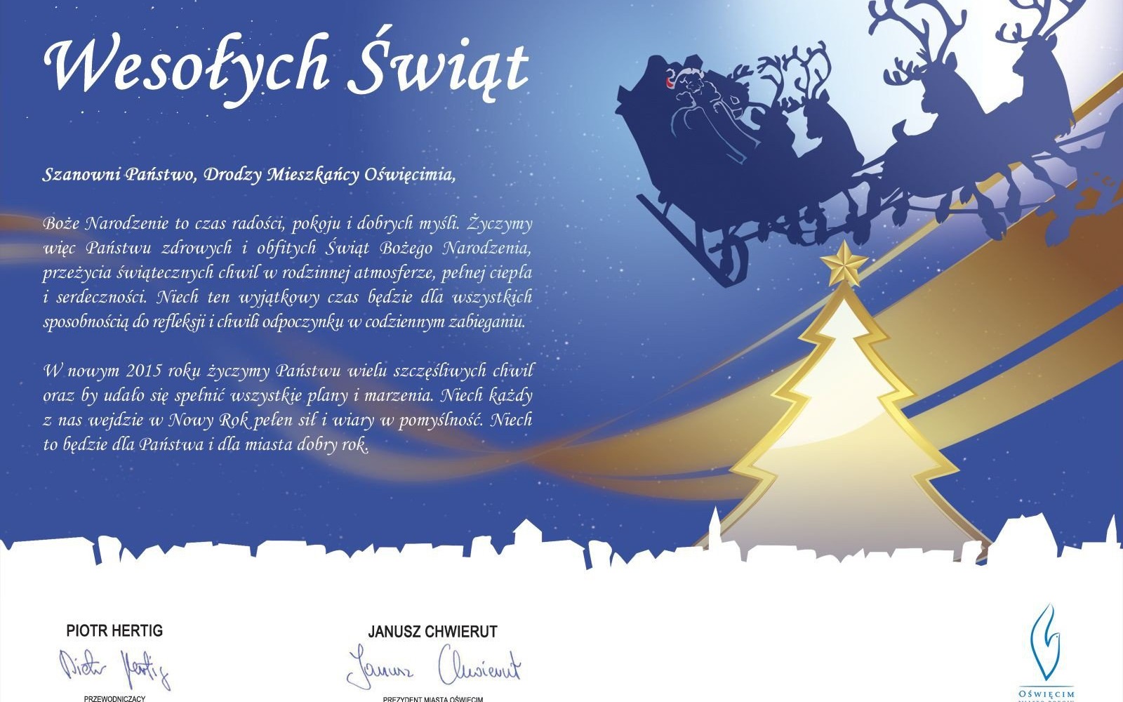 ŻYCZENIA. Prezydenta miasta Oświęcim