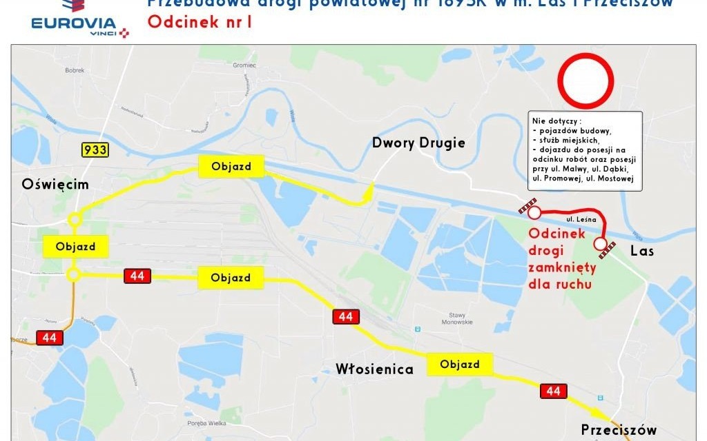 POWIAT. Od 2 kwietnia zamknięta dla ruchu ul. Leśna w m. Las.