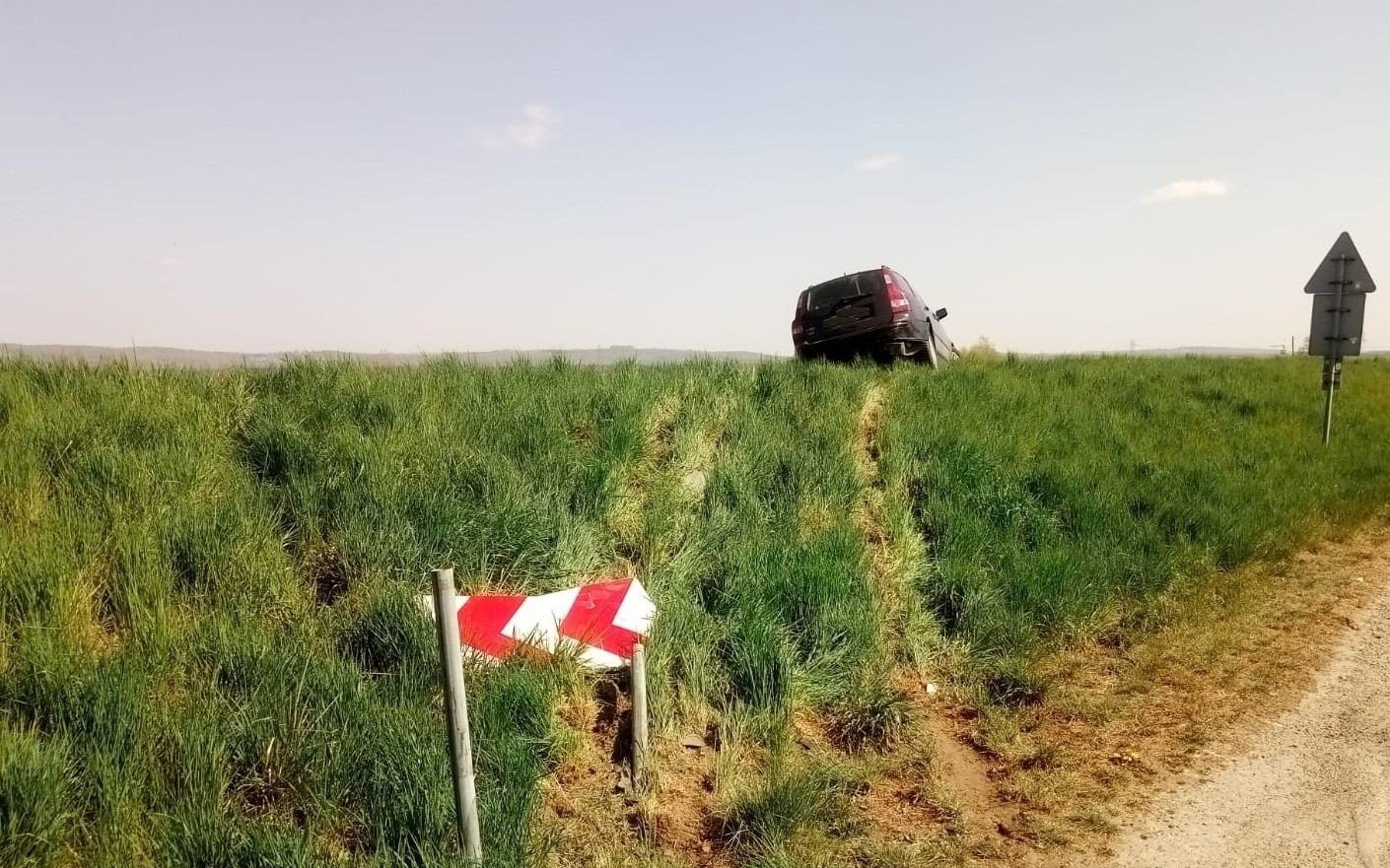 ZATOR. Pijany pirat drogowy wjechał na skarpę