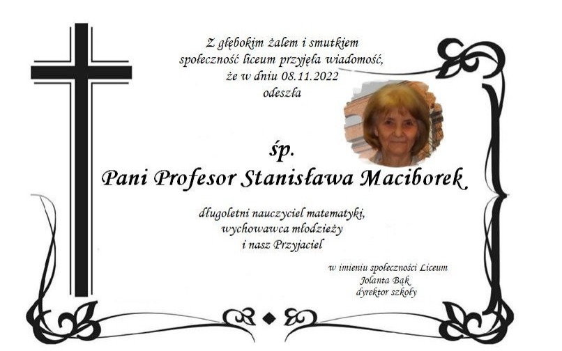 OŚWIĘCIM. Zmarła Stanisława Maciborek, matematyczka z Konara