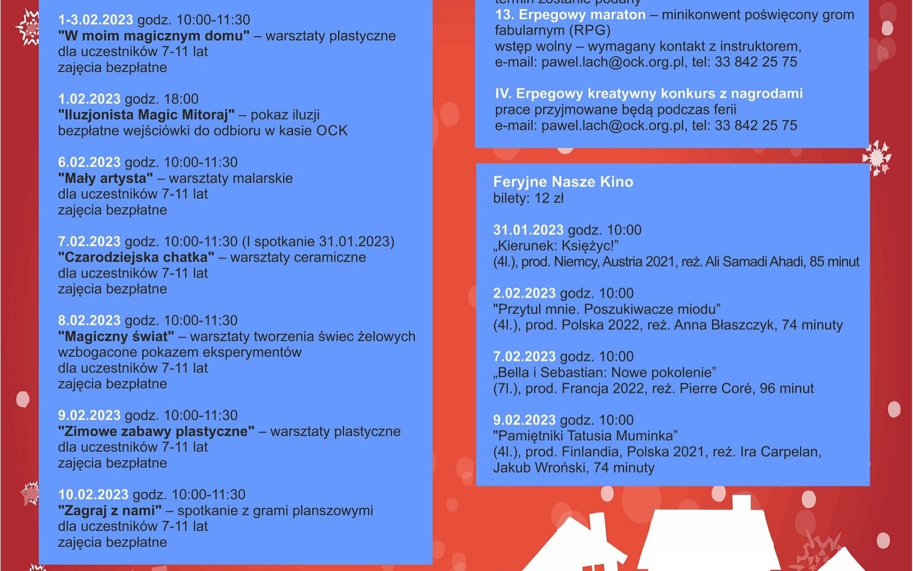 OŚWIĘCIM. Ferie zimowe z Oświęcimskim Centrum Kultury 2023