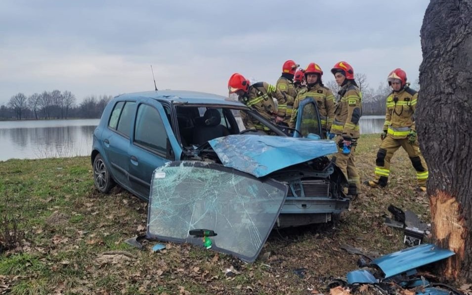 BRZESZCZE. Wypadli z drogi i uderzyli w drzewo