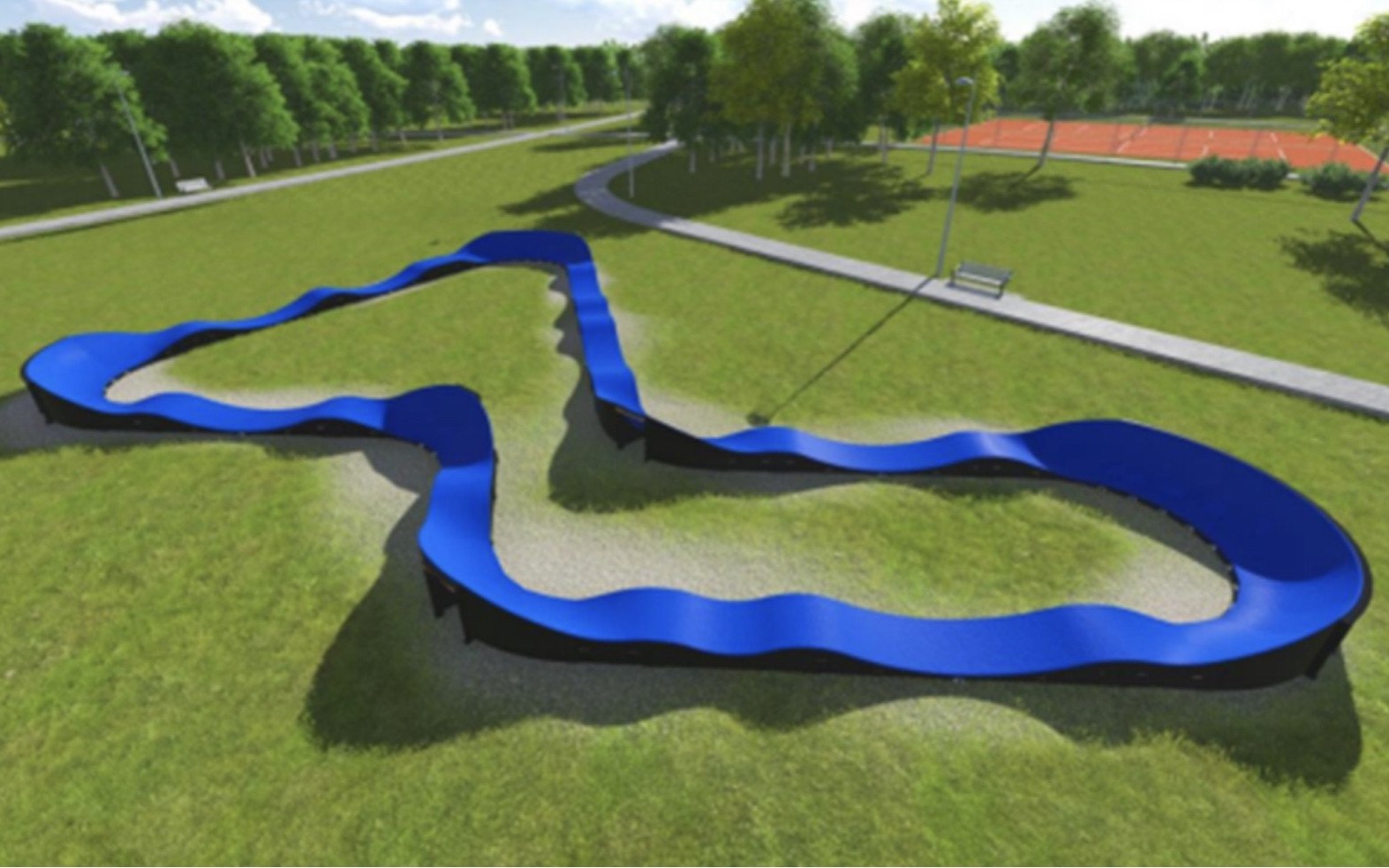 CHEŁMEK. Parku miejskim pojawił się nowy tor modułowy typu pumptrack