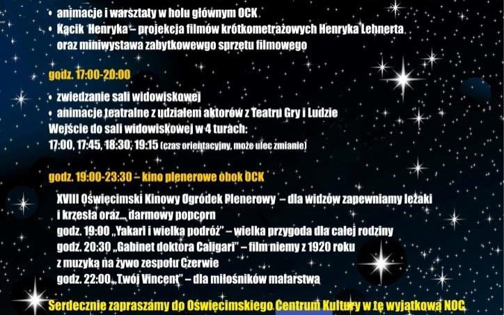 Noc Kultury w Oświęcimiu: Specjalne wydarzenia już 28 czerwca