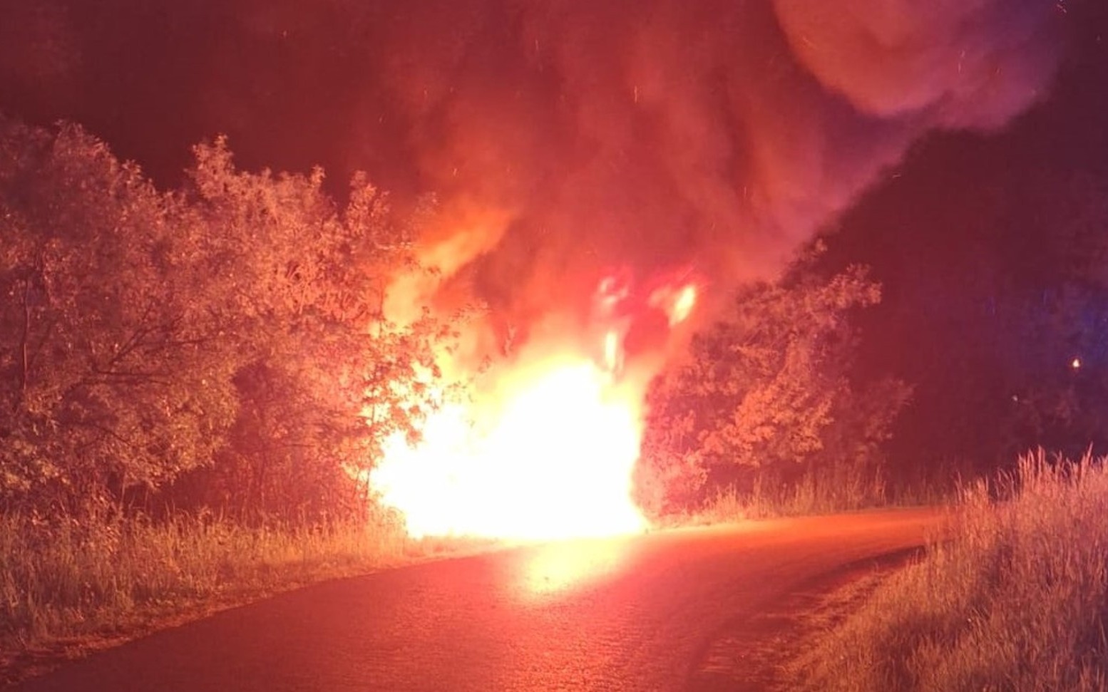 Auto w płomieniach po zderzeniu z sarną. Kolizja w Bobrku mogła skończyć się tragicznie