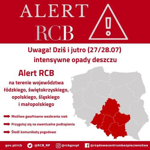 Alerty pogodowe w Małopolsce, ewakuacje obozów i interwencje służb. MSWiA zwołuje sztab kryzysowy