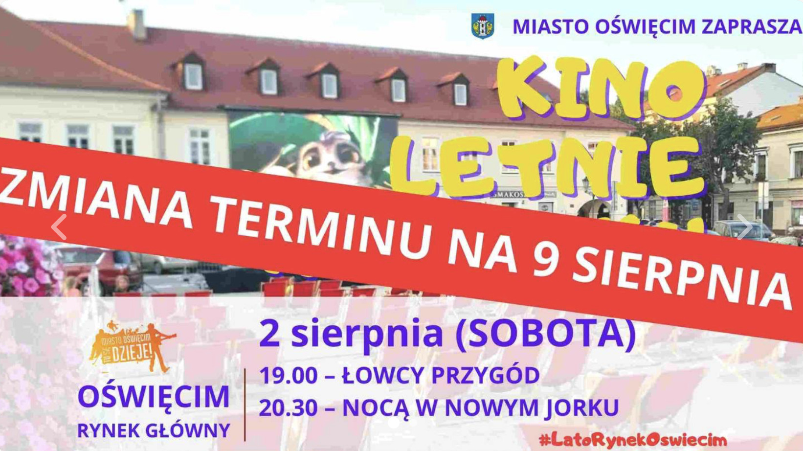 Magiczny wieczór w Oświęcimiu! Kino plenerowe na Rynku – dwa filmy, gwiazdy i leżaki