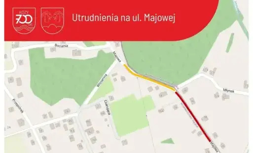 Informacja UG Kozy w sprawie prac kontynuowanych na ulicy Majowej w Kozach