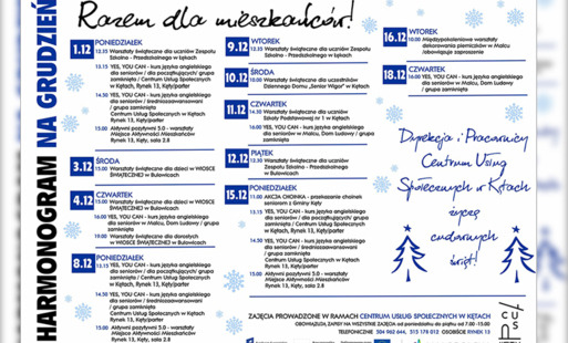 Grudzień 2025 z Centrum Usług Społecznych - harmonogram wydarzeń