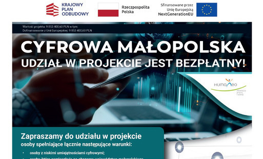 „Cyfrowa Małopolska”: Zapraszamy na darmowe szkolenia mieszkańców Małopolski