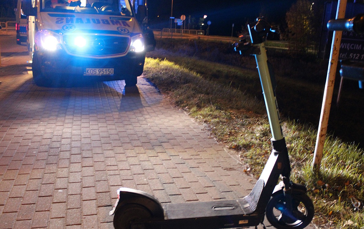 Nocny wypadek na hulajnodze w Witkowicach