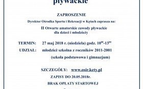 OSiR zaprasza dzieci i młodzież do udziału w II Otwartych Amatorskich Zawodach Pływackich