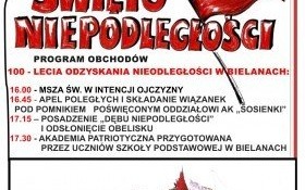 Zaproszenie na uroczyste obchody 100-lecia odzyskania niepodległości przez Polskę w Bielanach