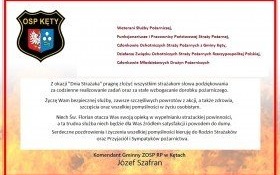 Życzenia Komendanta Gminnego ZOSP RP w Kętach z okazji Dnia Strażaka