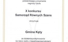 Gmina Kęty z tytułem Małopolski Samorząd Równych Szans za realizację projektu „Zakupy bez barier”