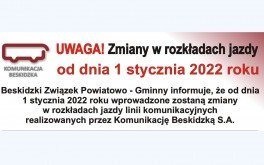 Zmiany na liniach Komunikacji Beskidzkiej od 1 stycznia