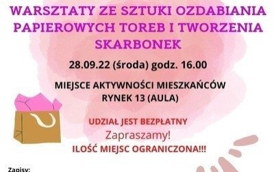 Warsztaty z ozdabiania papierowych toreb oraz tworzenia skarbonek