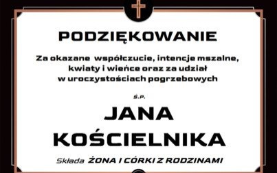 Podziękowanie za udział w pogrzebie