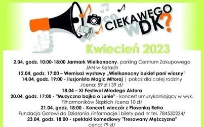 KINO DK oraz Harmonogram wydarzeń, czyli kwiecień w Domu Kultury w Kętach