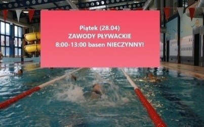 W najbliższy piątek basen nieczynny w godz. 8:00-13:00.