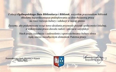 Życzenia z okazji Ogólnopolskiego Dnia Bibliotekarza i Bibliotek