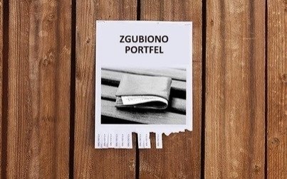 Ogłoszenie grzecznościowe: Zgubiono portfel