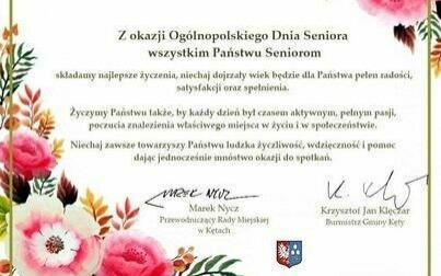 Życzenia z okazji Ogólnopolskiego Dnia Seniora