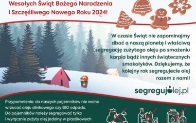 W czasie Świąt nie zapominajmy dbać o naszą planetę i właściwą segregację oleju