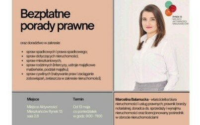 Bezpłatne porady prawne w Miejscu Aktywności Mieszkańców Rynek 13