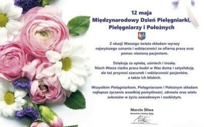 Życzenia Burmistrza z okazji Międzynarodowego Dnia Pielęgniarek, Pielęgniarzy i Położnych