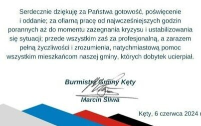 Podziękowania dla służb zaangażowanych w akcję przeciwdziałania skutkom ulewnego deszczu