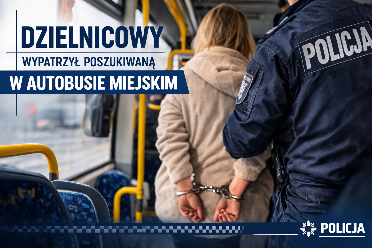 Dzielnicowy wypatrzył poszukiwaną w autobusie miejskim